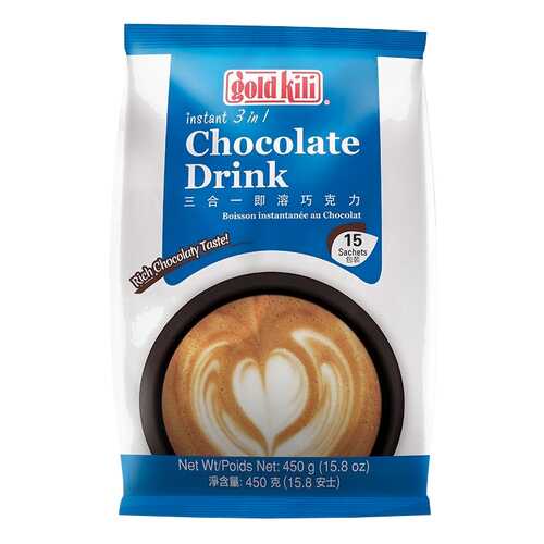 Горячий шоколад Chokolate Drink 3в1 Gold Kili 15 стиков по 30 г в Светофор