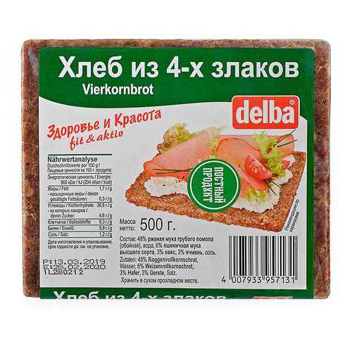 Хлеб Delba из 4-х злаков, 500 гр. в Светофор