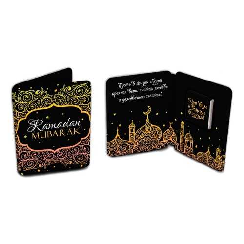Шоколад Chokocat Ramadan Mubarak. Чёрно-золотая, молочный, мини-открытка, 5 гр в Светофор