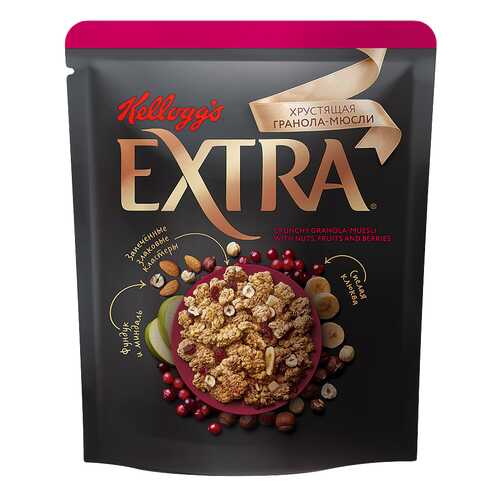 Гранола-мюсли Kelloggs extra хрустящая с орехами, фруктами и ягодами 300 г в Светофор