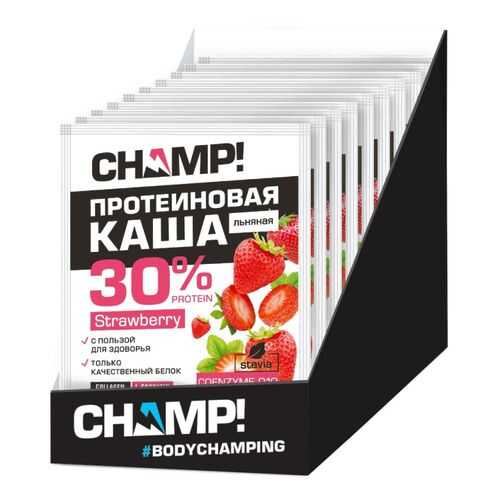 Каша протеиновая Champ льняная клубничная с коэнзимом Q10 шоубокс 10 шт по 40 г в Светофор