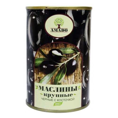 Черные маслины Amado с косточкой крупные 400 г в Светофор