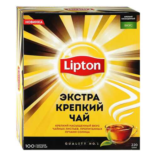 Чай черный Lipton экстра крепкий 100 пакетиков в Светофор
