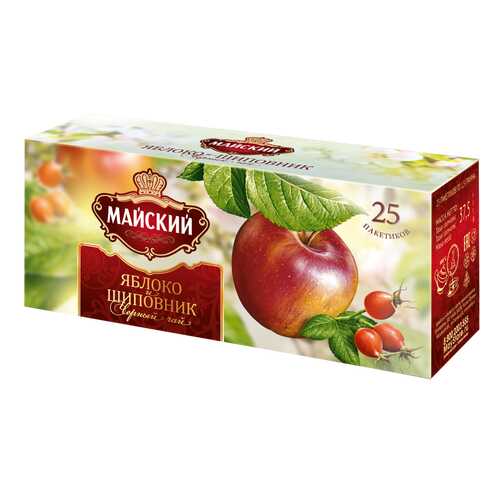 Чай черный Майский Яблоко и шиповник 25 пак в Светофор