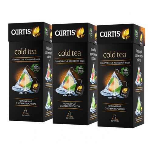 Чай Curtis Cold Tea, чёрный с белым персиком, 12 пирамидок х 3 упаковки в Светофор