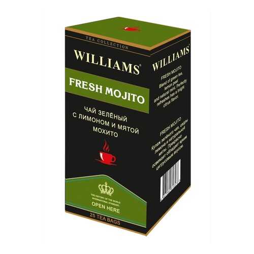 Чай Williams Fresh Mojito, зеленый с лимоном и мятой мохито, 25 пакетиков в Светофор