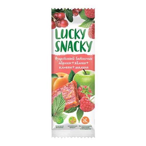 Батончик Lucky Snacky фруктовый с абрикосом яблоком клюквой и малиной в Светофор
