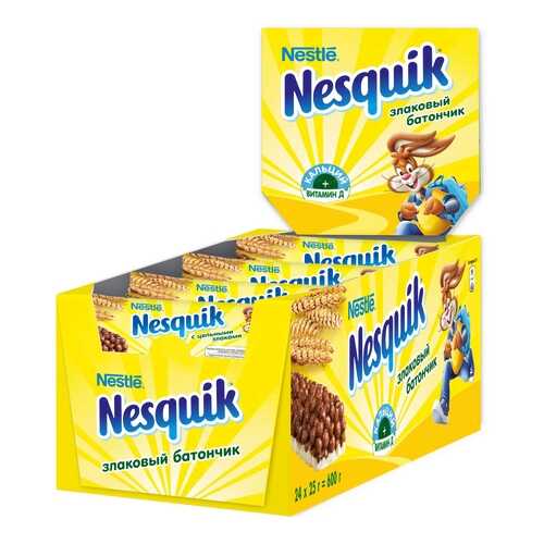 Злаковый батончик Nesquik с шоколадом 24 штуки по 25 г в Светофор