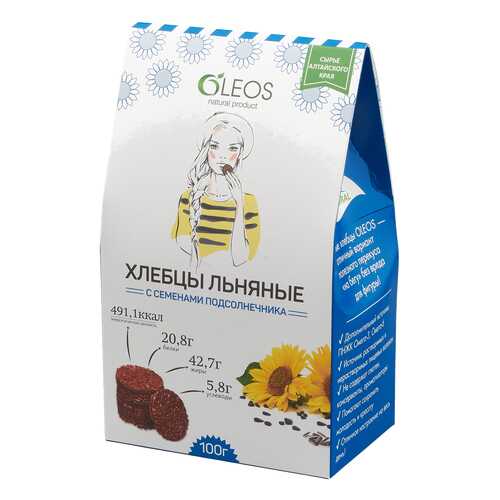 Хлебцы льняные Oleos с семенами подсолнечника 100 г в Светофор