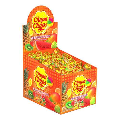 Карамель Chupa Chups экзотик-тропик ассорти 12 г 100 штук в Светофор