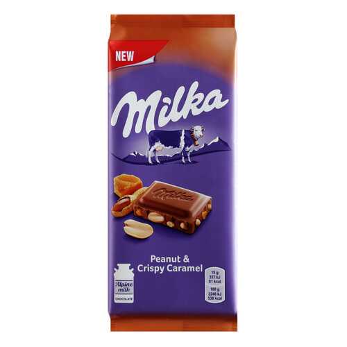 Шоколад Milka Молочный с арахисом и кусочками хрустящей карамели 90г в Светофор