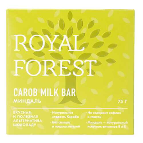 Шоколад Миндаль Carob milk bar Royal Forest 75 г в Светофор