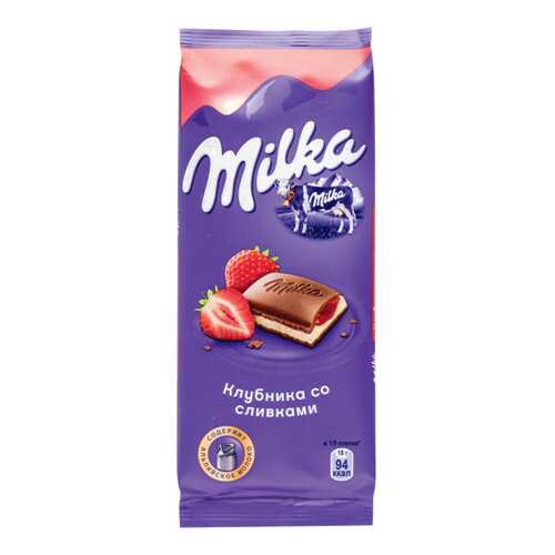 Шоколад молочный Milka клубника со сливками 90 г в Светофор