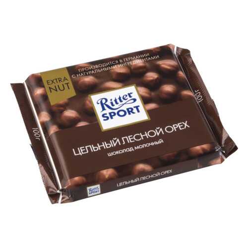 Шоколад молочный Ritter Sport extra nut цельный лесной орех 100 г в Светофор