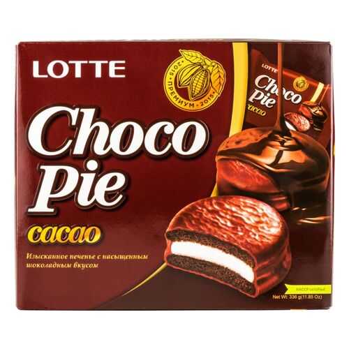 Печенье Lotte choko pie cacao с насыщенным шоколадным вкусом 336 г в Светофор